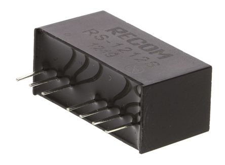 Recom - RS-1212S - Recom RS 系列 2W 隔离式直流-直流转换器 RS-1212S, 9 → 18 V 直流输入, 12V dc输出, 166mA输出, 500V ac隔离电压, SIP封装 