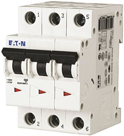 Eaton - FAZ6-D16/3 - Eaton xEffect FAZ6 系列 3极 16 A MCB 微型断路器 FAZ6-D16/3, 6 kA 断开能力, D型 跳闸特性 