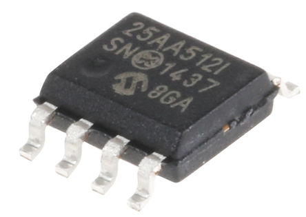 Microchip - 25AA512-I/SN - Microchip 25AA512-I/SN 串行 EEPROM 存储器, 512kbit, SPI接口, 250ns, 1.8 → 5.5 V, 8引脚 SOIC封装 
