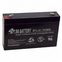 B B Battery - BP7-6-T2 - BATTERY LEAD ACID 6V 7AH